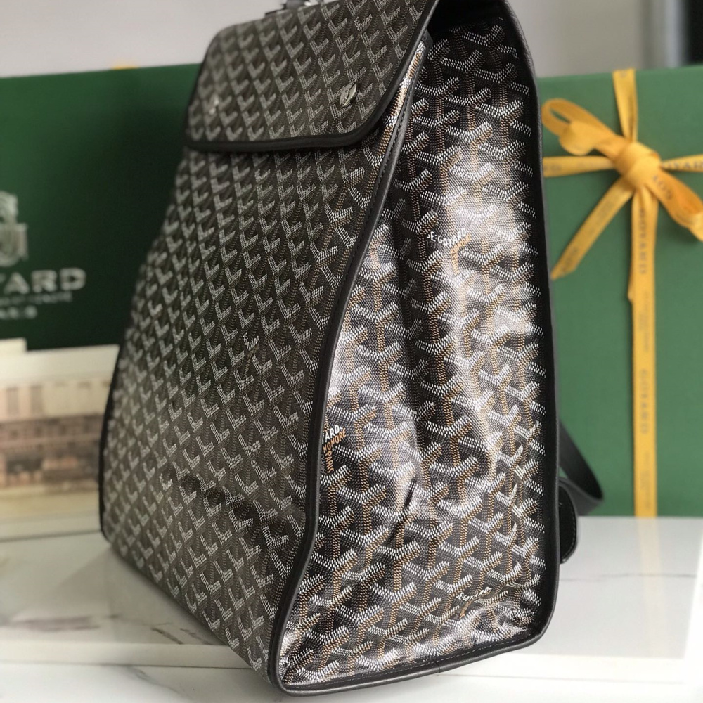 高仿Goyard*STLEGE3折疊雙肩背囊中號黑色免檢版