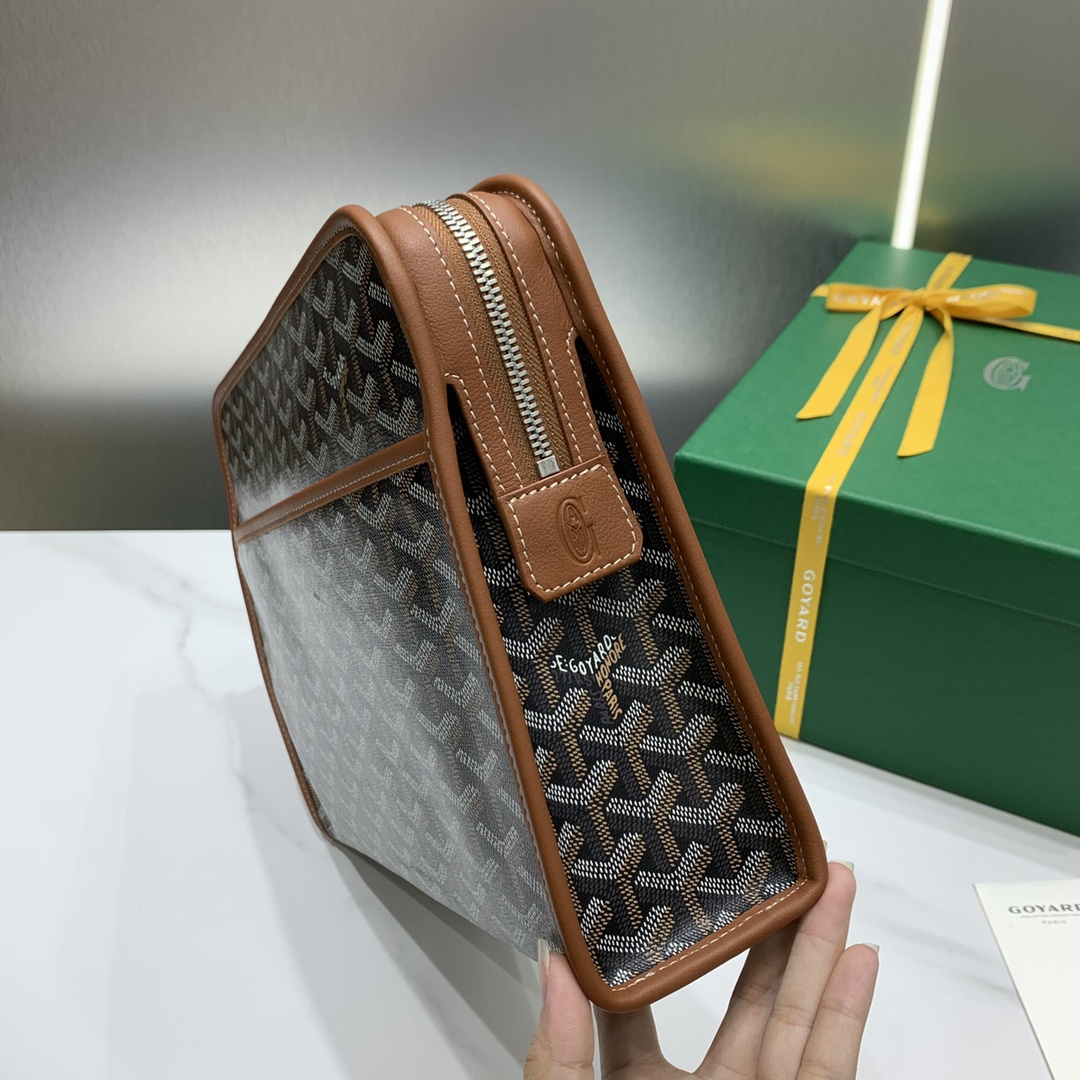 高仿Goyard*JOUVEM2多功能洗漱手拿包棕色大號免檢版