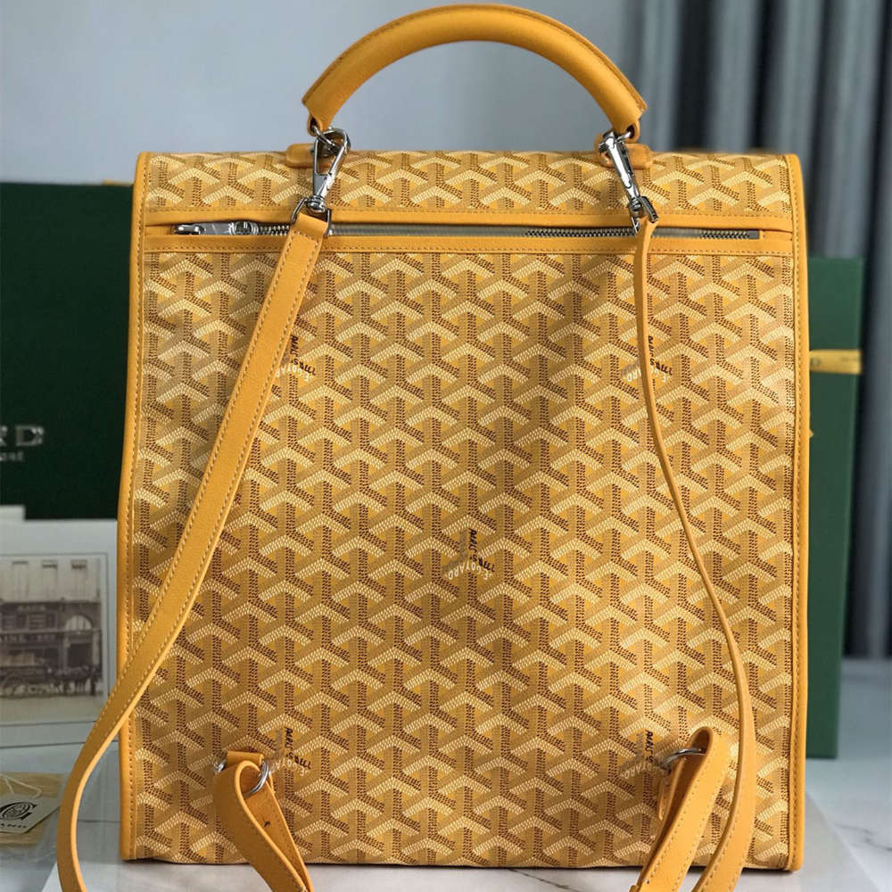 高仿Goyard*STLEGE6折疊雙肩背囊中號黃色免檢版
