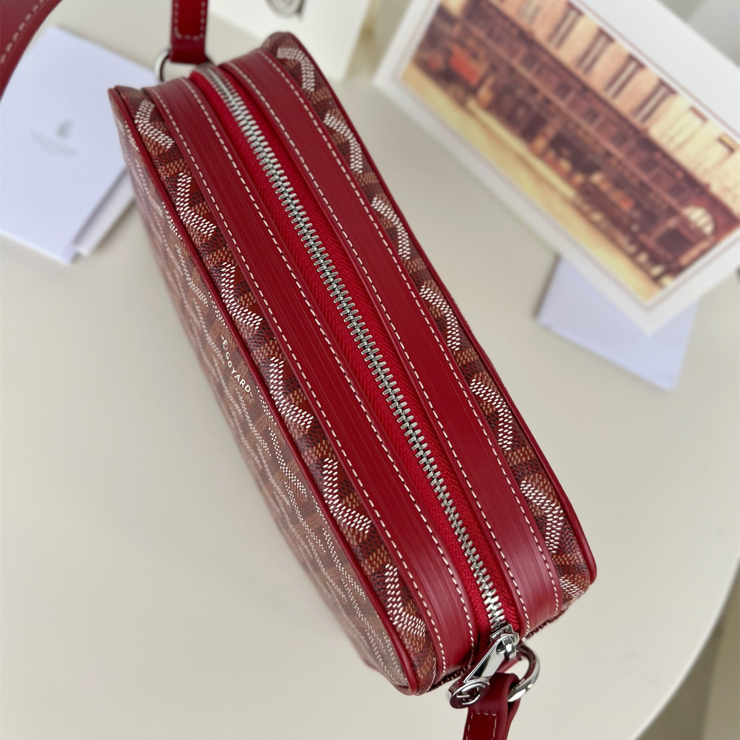 高仿Goyard*CAPVEP10相機郵差包紅色小號免檢版