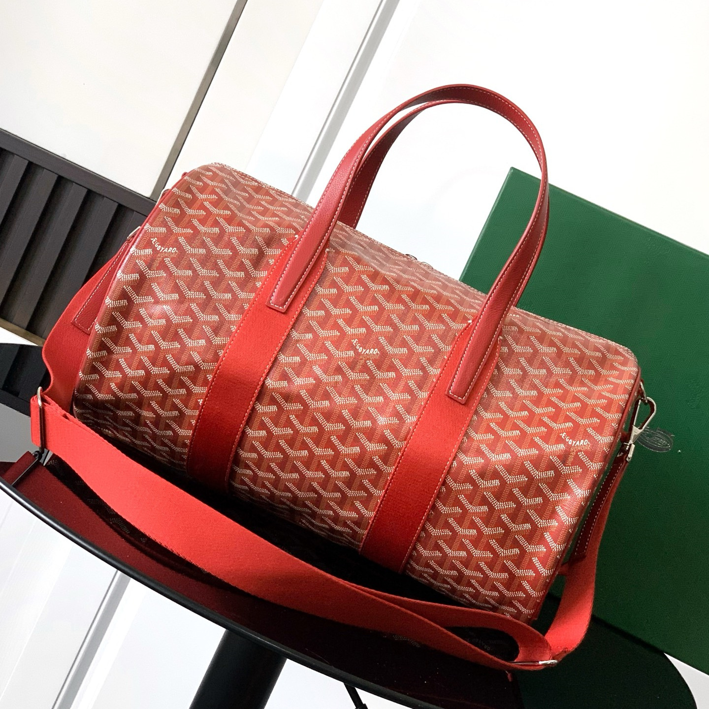 高仿Goyard*BARREL9運動手提旅行袋40紅色免檢版