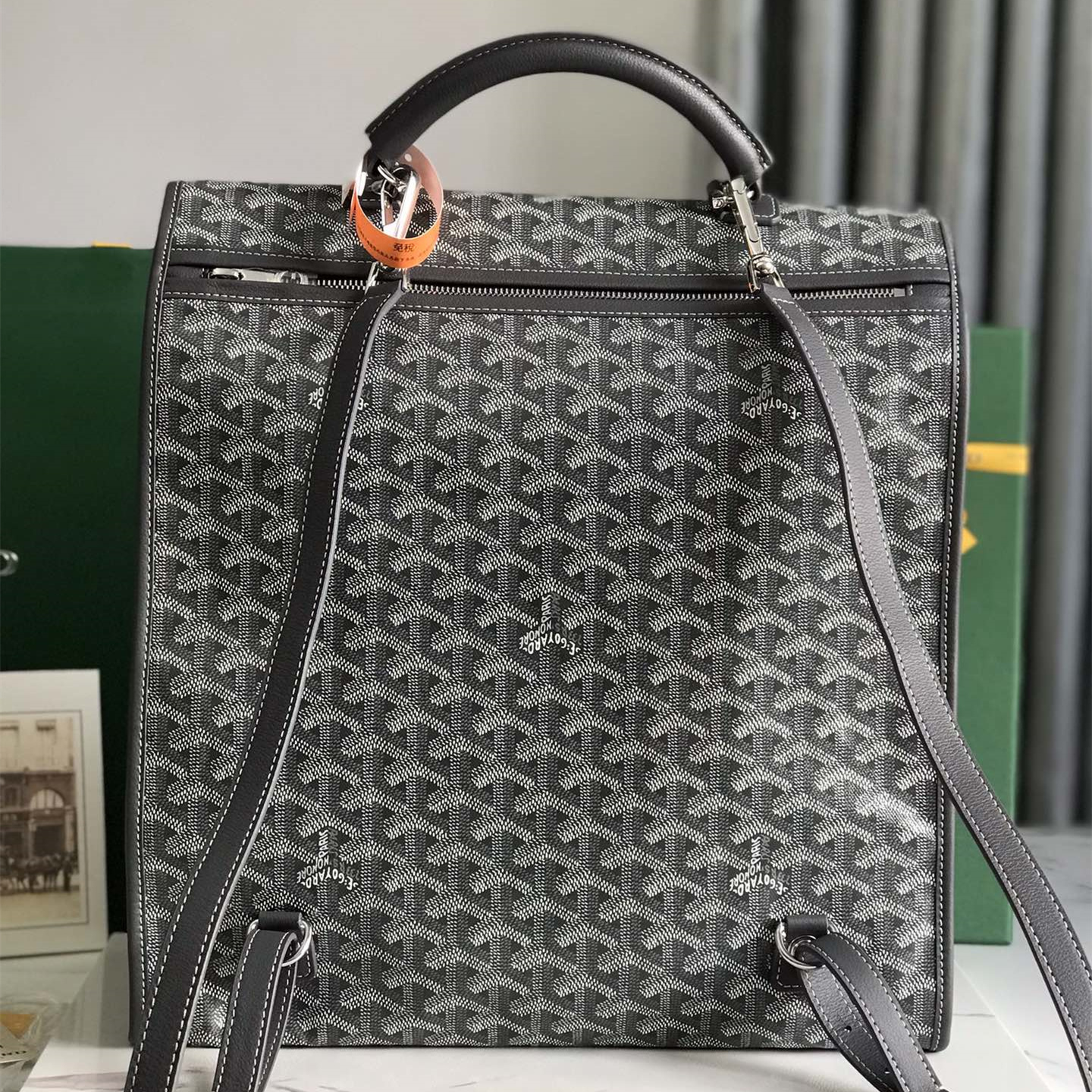 高仿Goyard*STLEGE4折疊雙肩背囊中號灰色免檢版