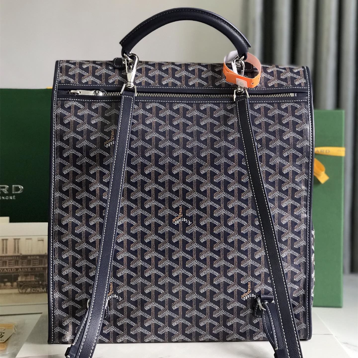 高仿Goyard*STLEGE2折疊雙肩背囊中號深藍免檢版