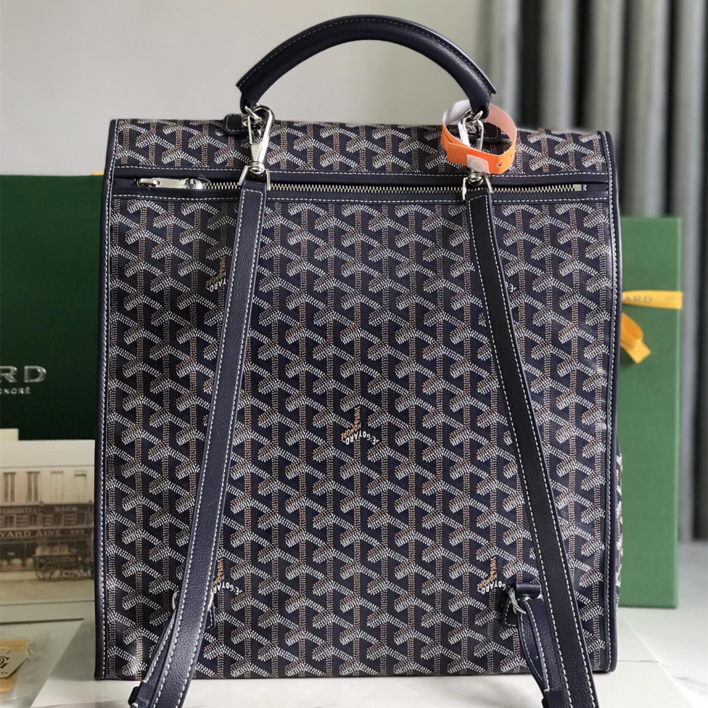 高仿Goyard*STLEGE2折疊雙肩背囊中號深藍免檢版