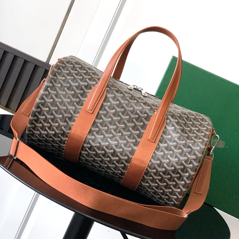 高仿Goyard*BARREL3運動手提旅行袋40棕色免檢版