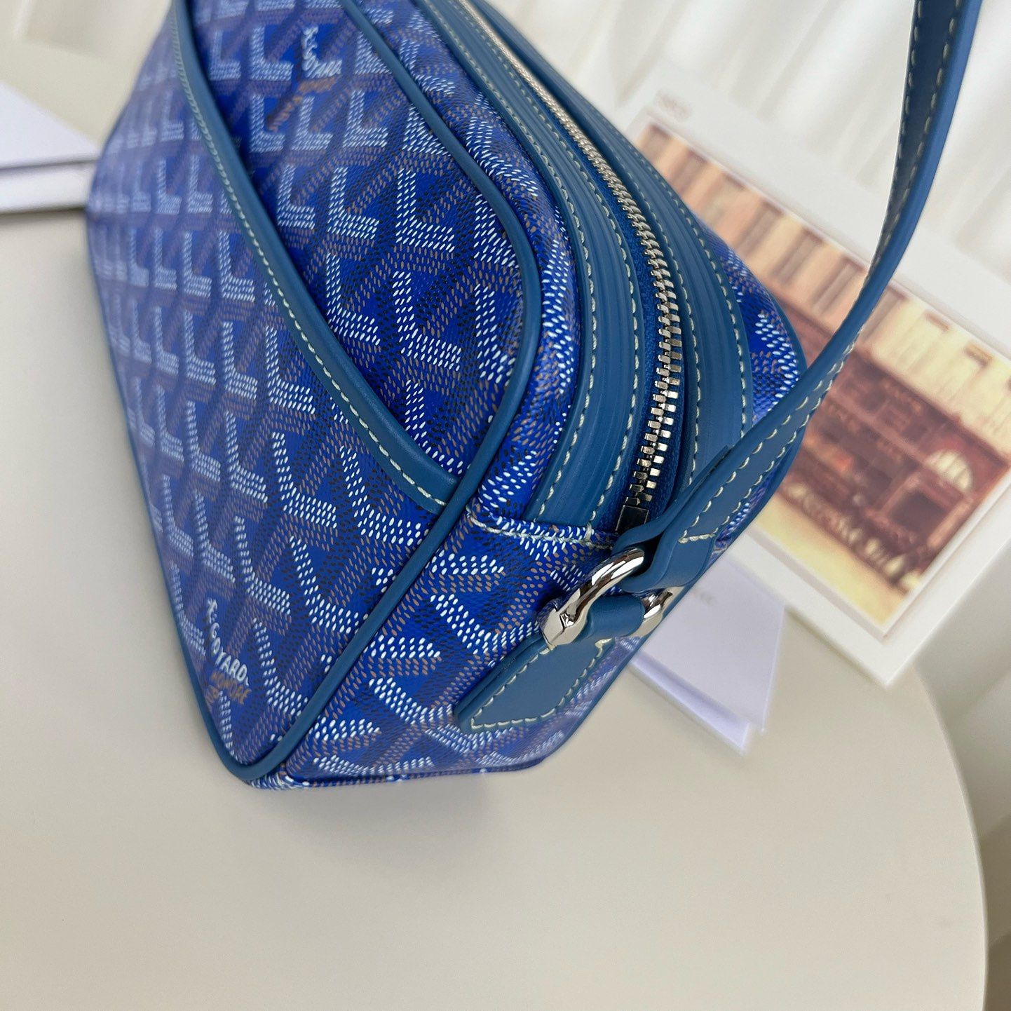 高仿Goyard*CAPVEP6相機郵差包藍色小號免檢版
