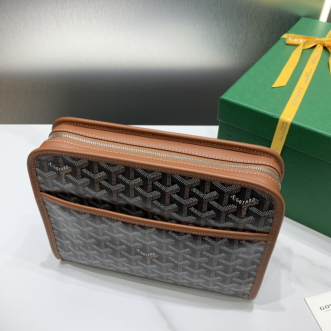 高仿Goyard*JOUVEN2多功能洗漱手拿包棕色小號免檢版