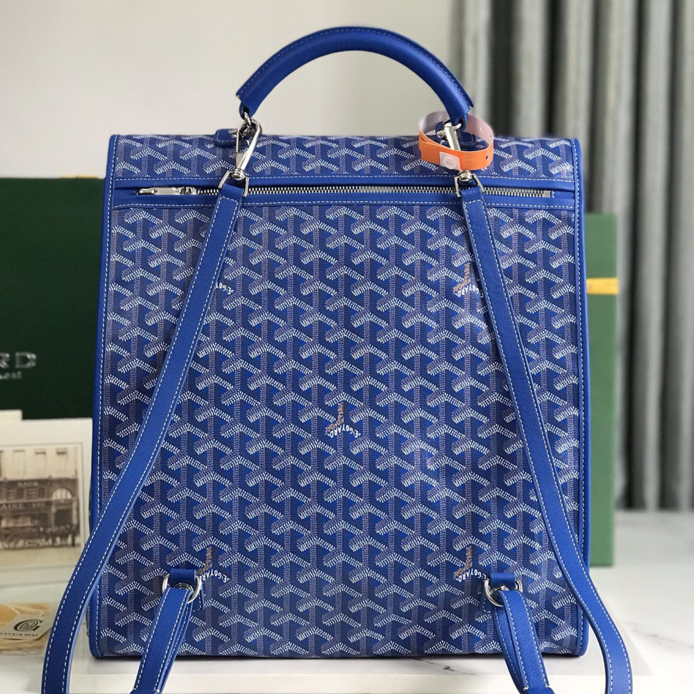 高仿Goyard*STLEGE5折疊雙肩背囊中號藍色免檢版