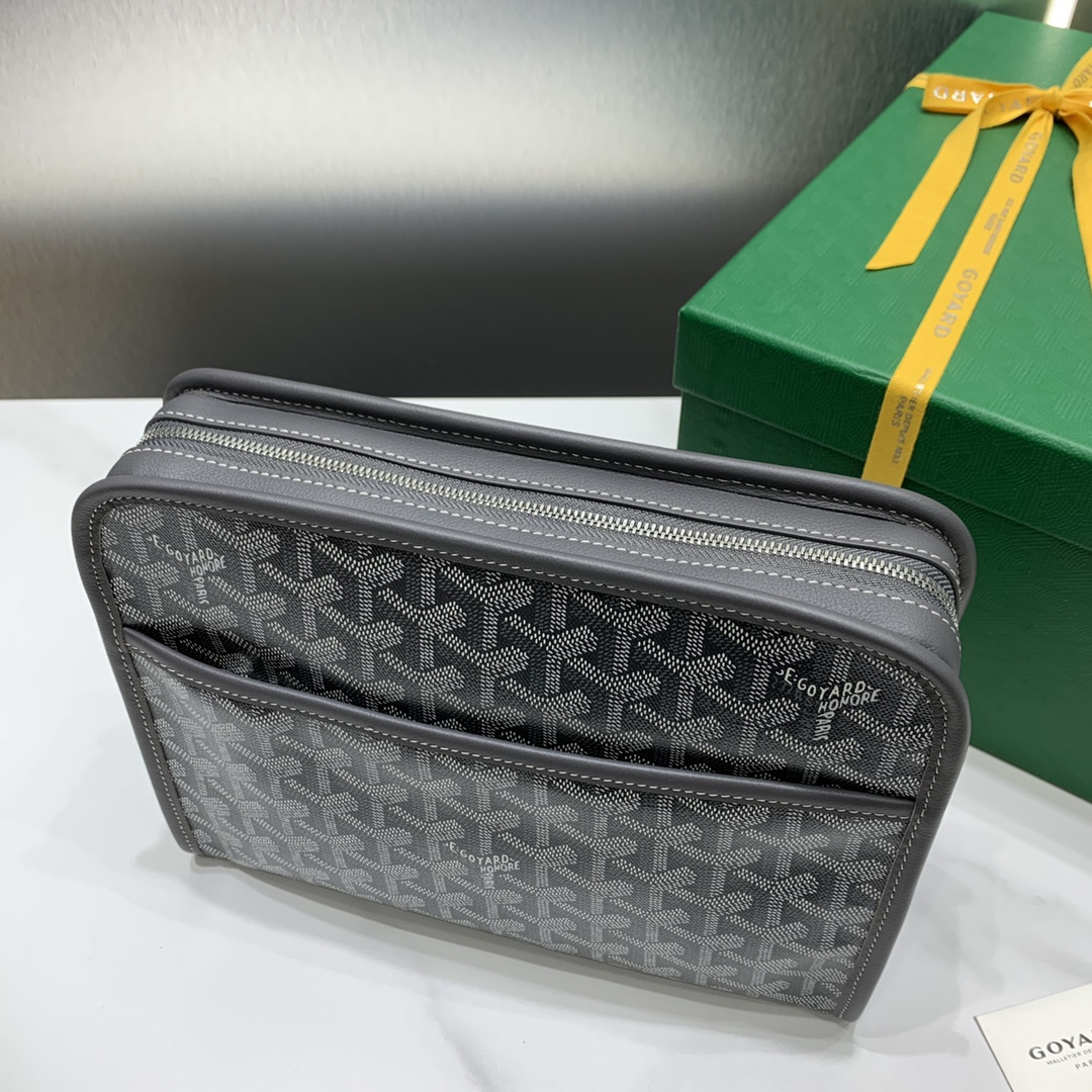高仿Goyard*JOUVEN4多功能洗漱手拿包灰色小號免檢版