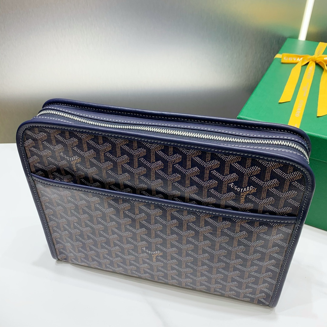 高仿Goyard*JOUVEM3多功能洗漱手拿包深藍大號免檢版