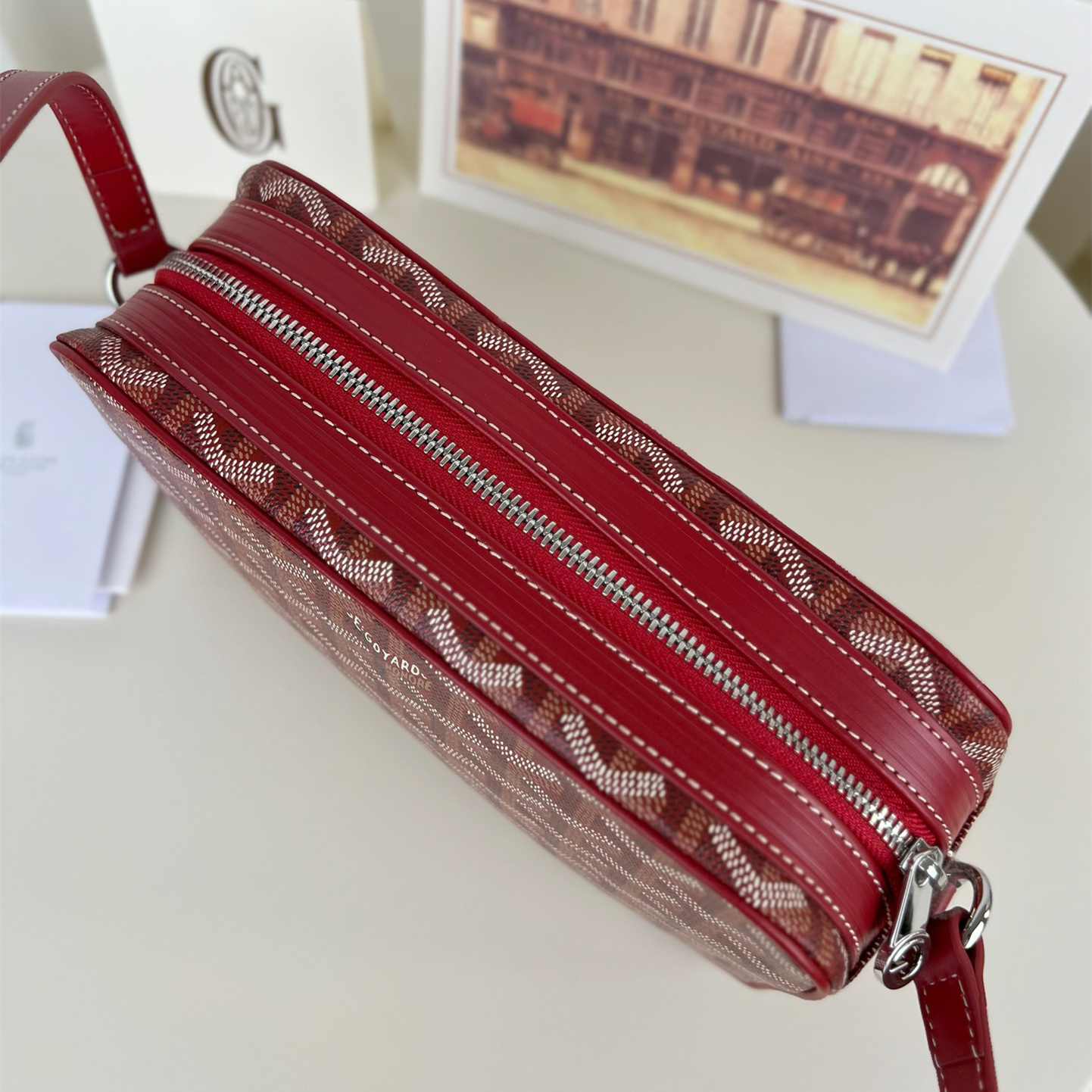 高仿Goyard*CAPVEP10相機郵差包紅色小號免檢版