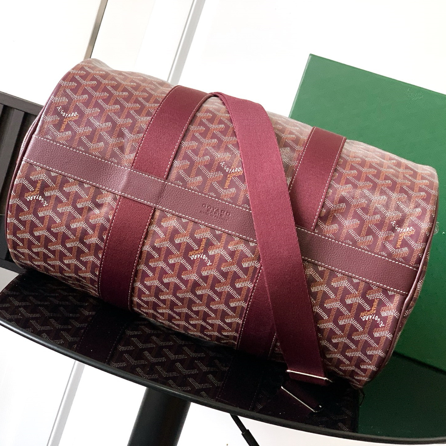 高仿Goyard*BARREL7運動手提旅行袋40朱紅免檢版