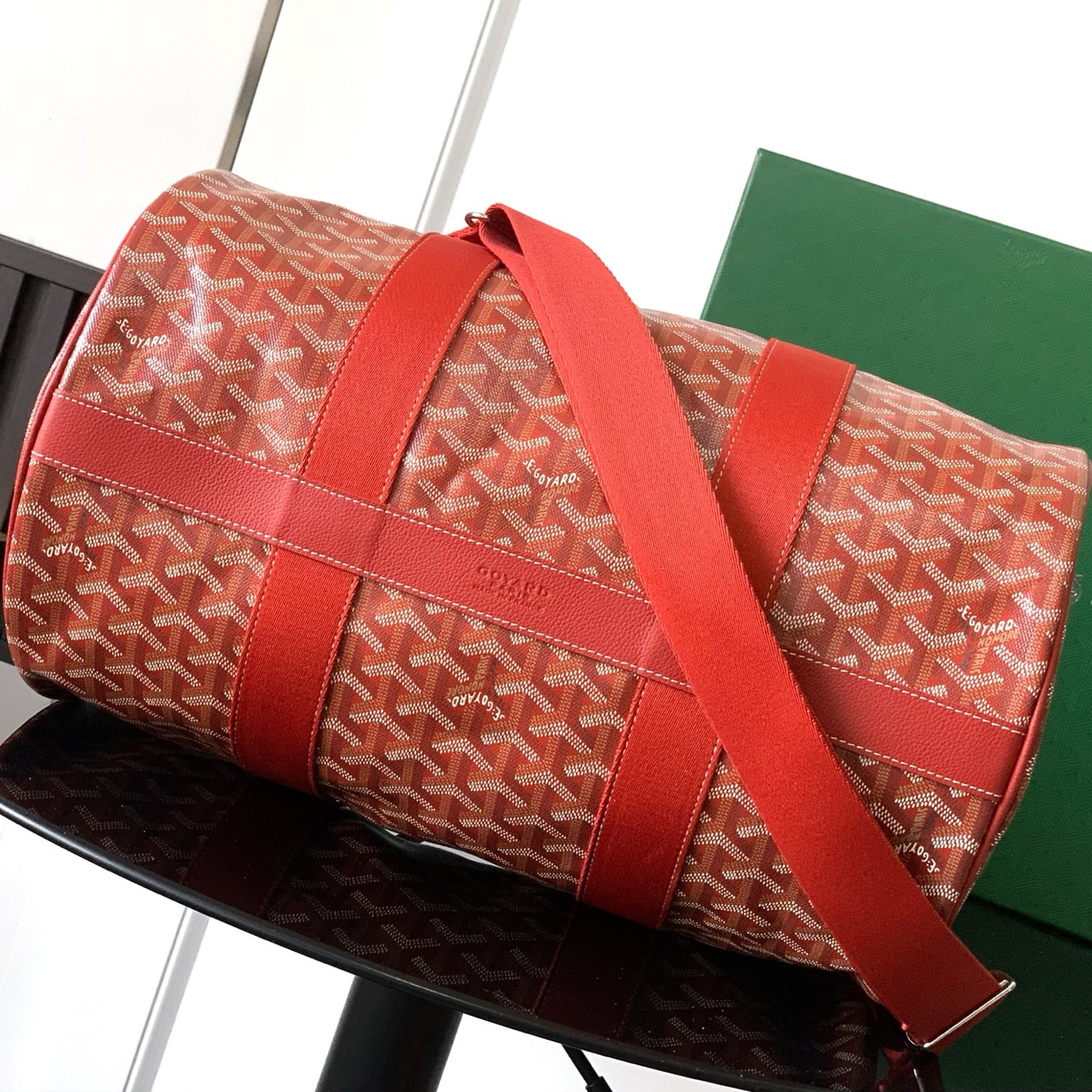 高仿Goyard*BARREL9運動手提旅行袋40紅色免檢版