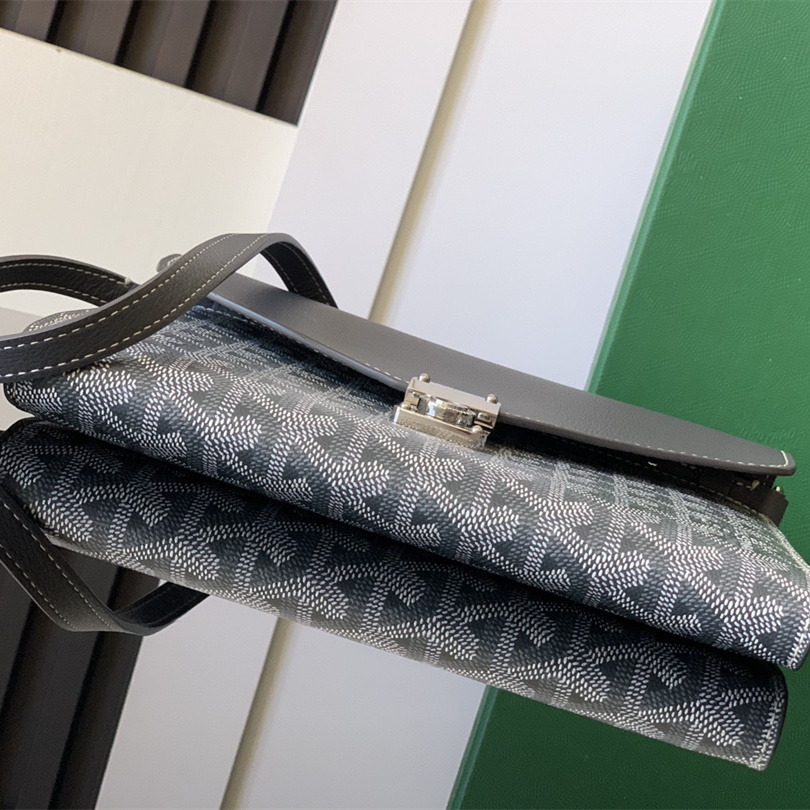 高仿Goyard*CHYPRE9帆布皮革信封袋男女同款灰色免檢版
