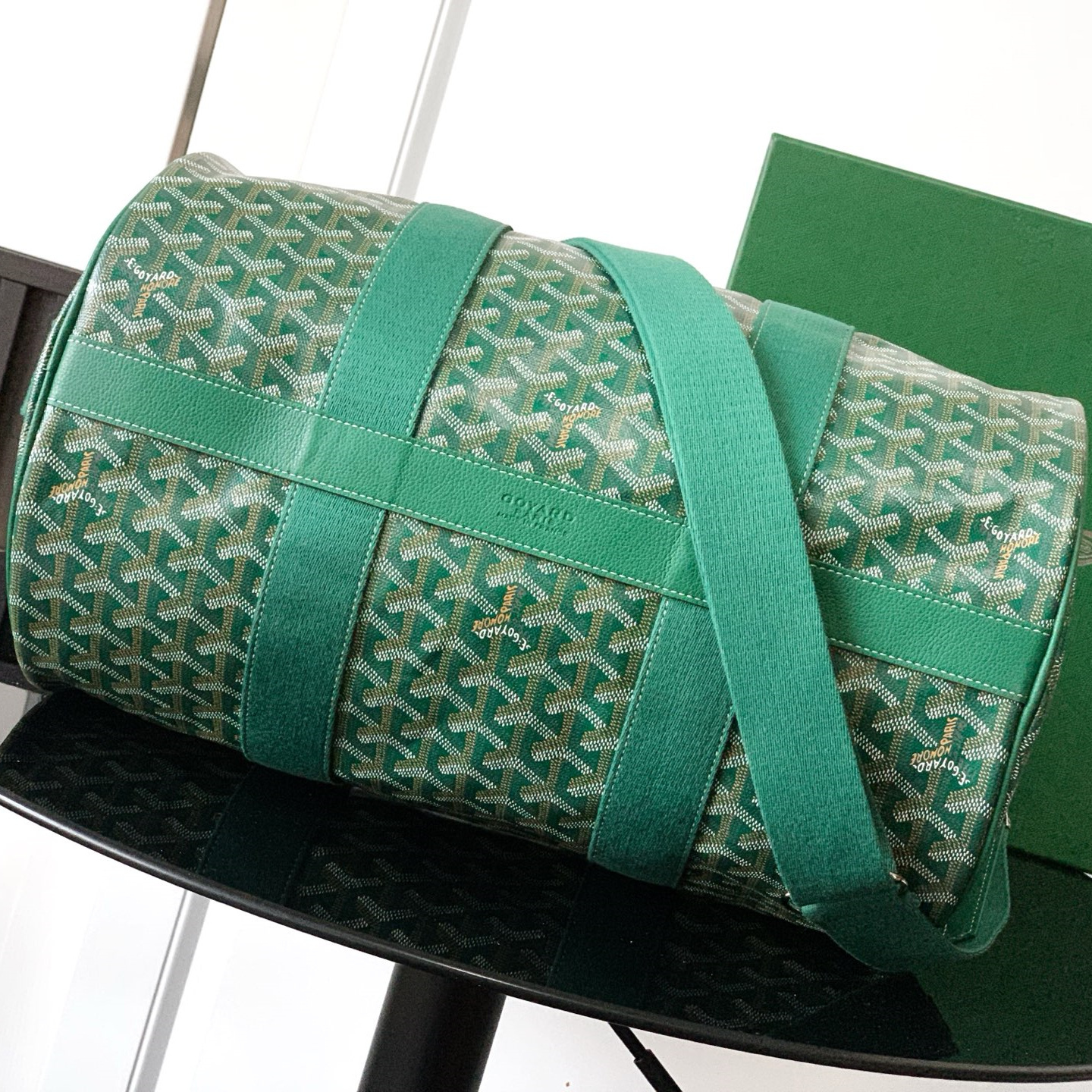 高仿Goyard*BARREL1運動手提旅行袋40綠色免檢版