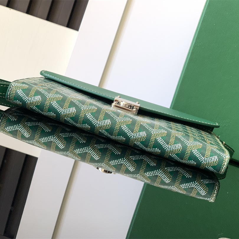 高仿Goyard*CHYPRE8帆布皮革信封袋男女同款綠色免檢版