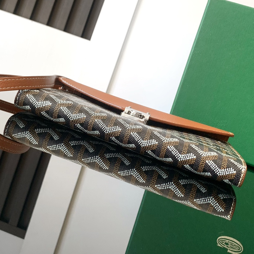 高仿Goyard*CHYPRE10帆布皮革信封袋男女同款棕色免檢版