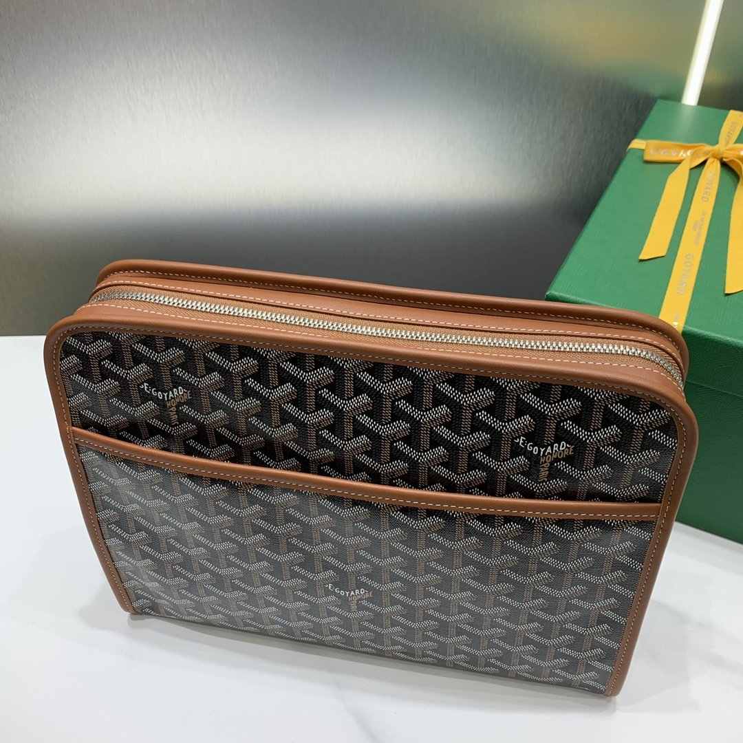 高仿Goyard*JOUVEM2多功能洗漱手拿包棕色大號免檢版
