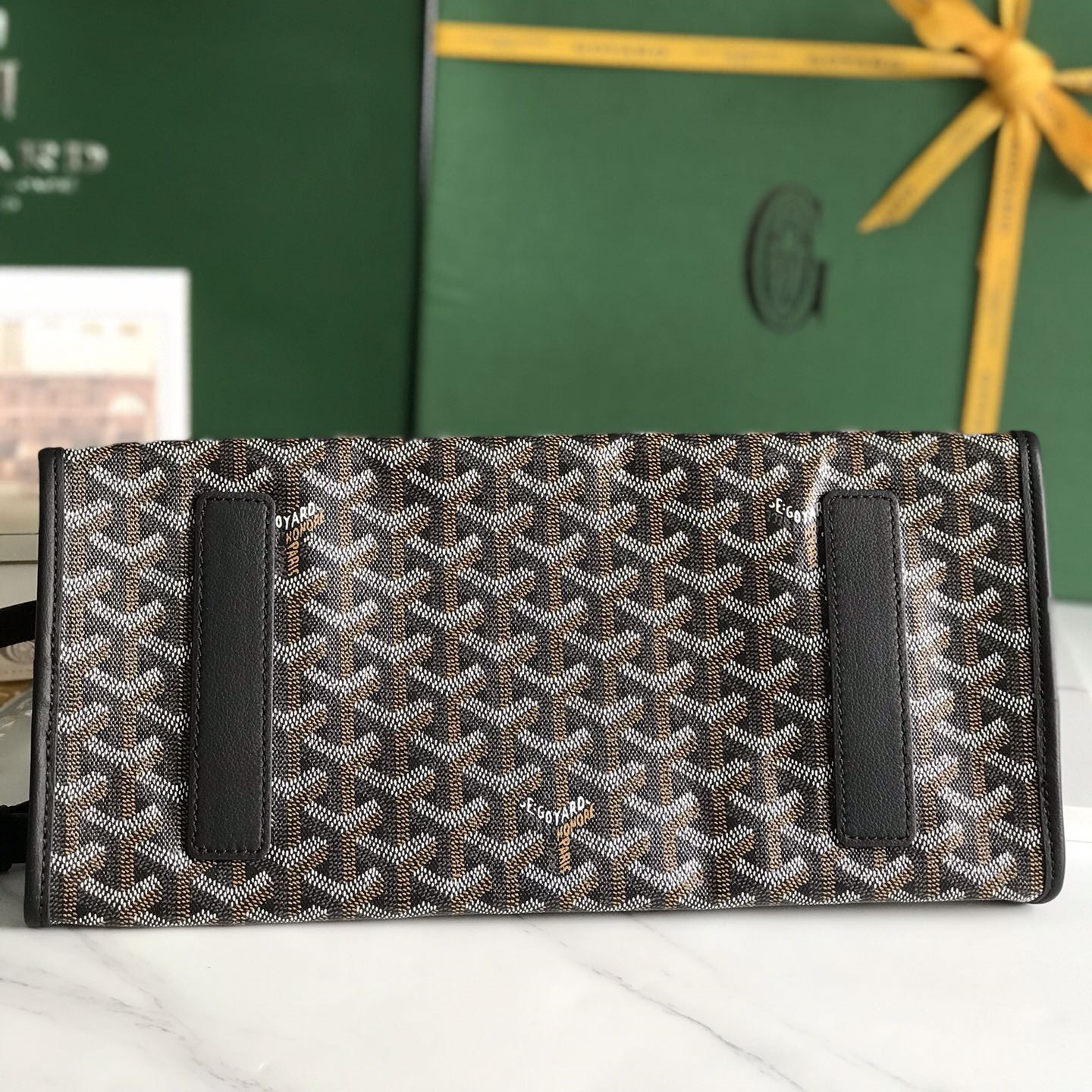 高仿Goyard*STLEGE3折疊雙肩背囊中號黑色免檢版