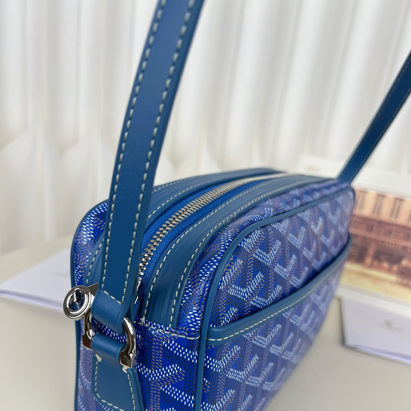 高仿Goyard*CAPVEP6相機郵差包藍色小號免檢版