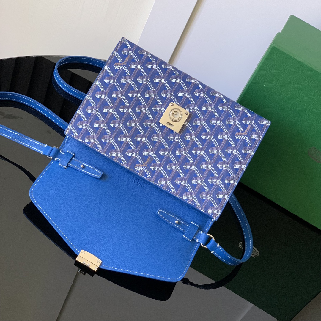 高仿Goyard*CHYPRE6帆布皮革信封袋男女同款藍色免檢版