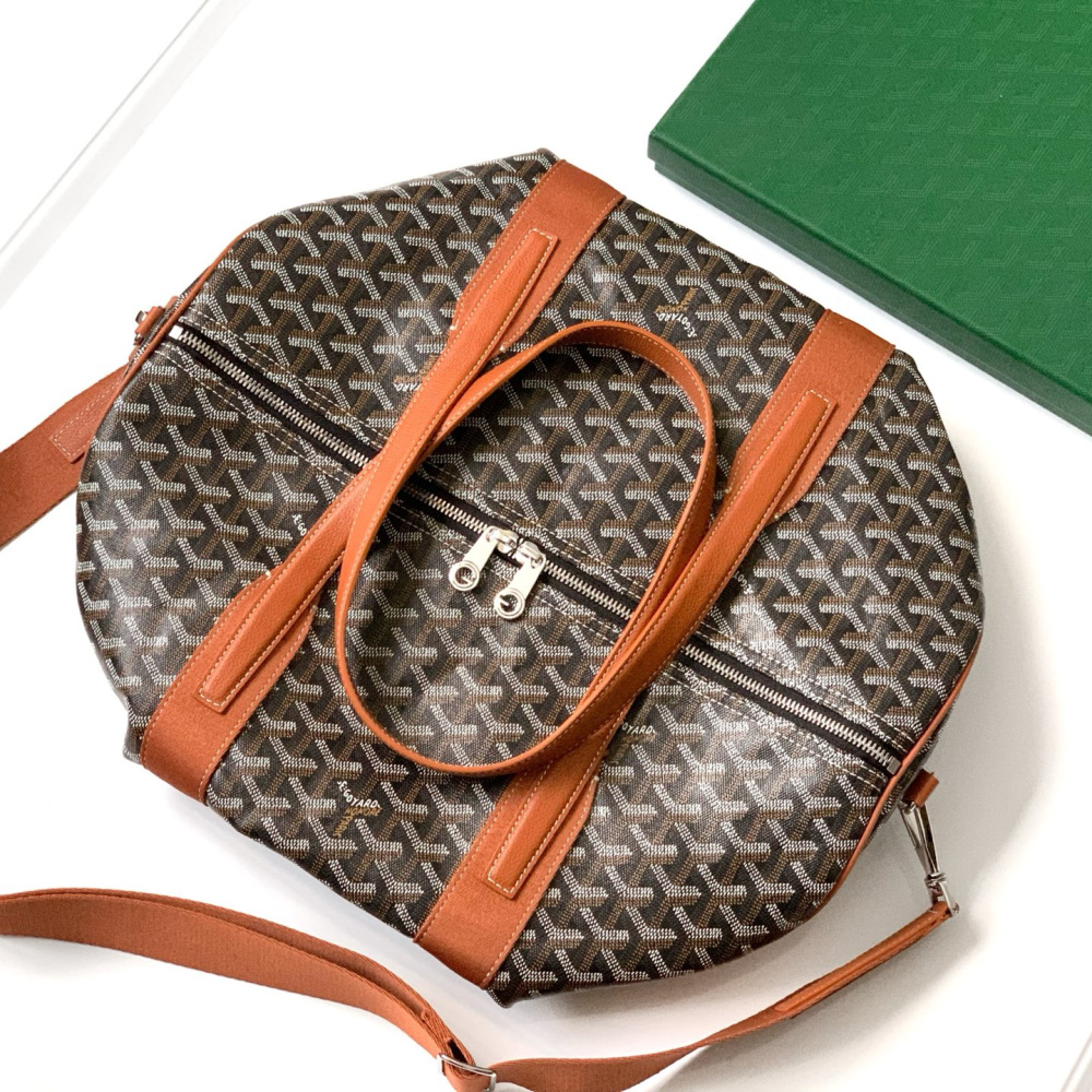 高仿Goyard*BARREL3運動手提旅行袋40棕色免檢版
