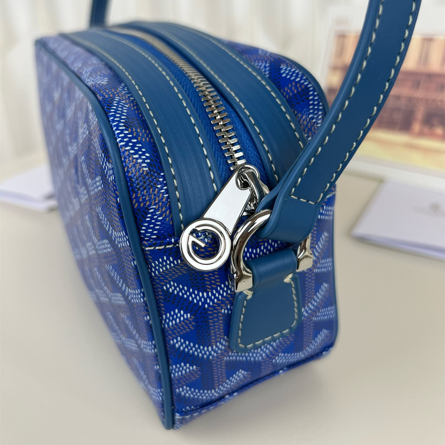 高仿Goyard*CAPVEP6相機郵差包藍色小號免檢版