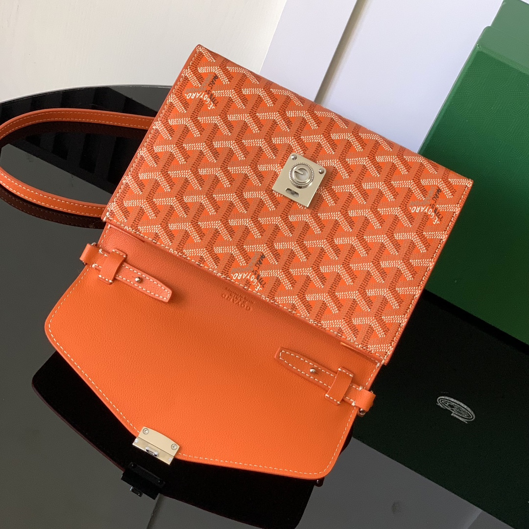 高仿Goyard*CHYPRE11帆布皮革信封袋男女同款紅橙免檢版