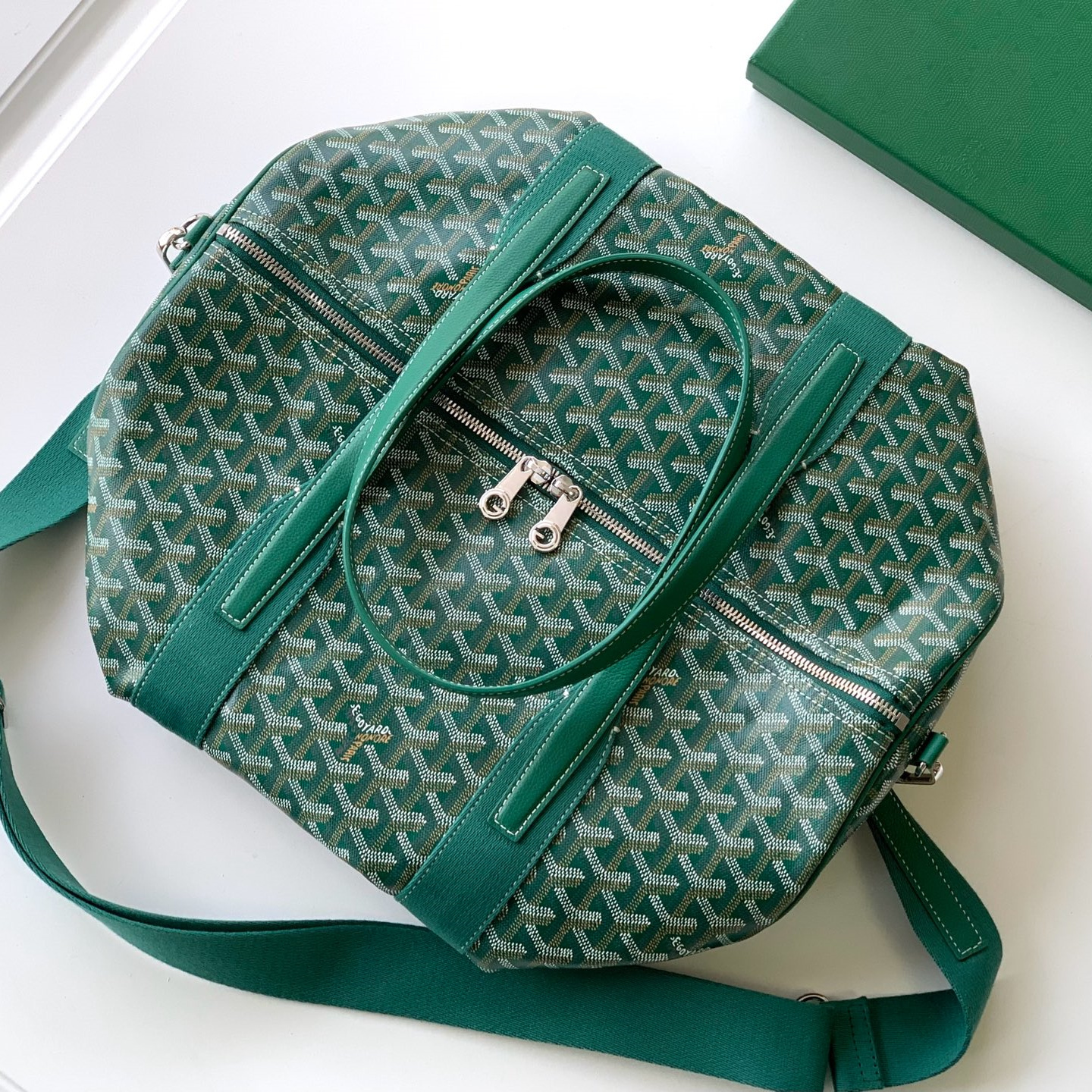 高仿Goyard*BARREL1運動手提旅行袋40綠色免檢版