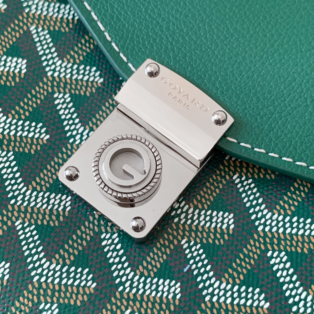 高仿Goyard*CHYPRE8帆布皮革信封袋男女同款綠色免檢版