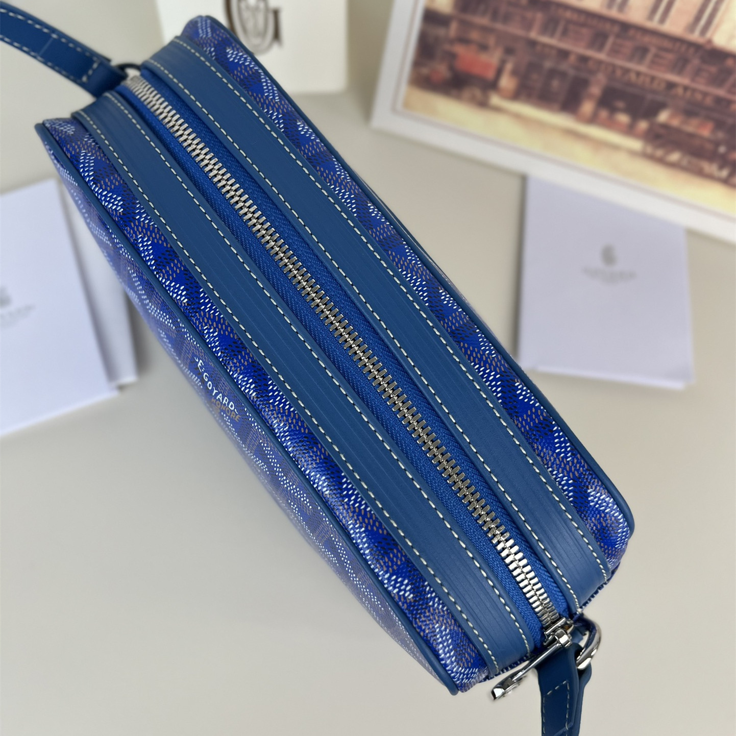 高仿Goyard*CAPVEP6相機郵差包藍色小號免檢版