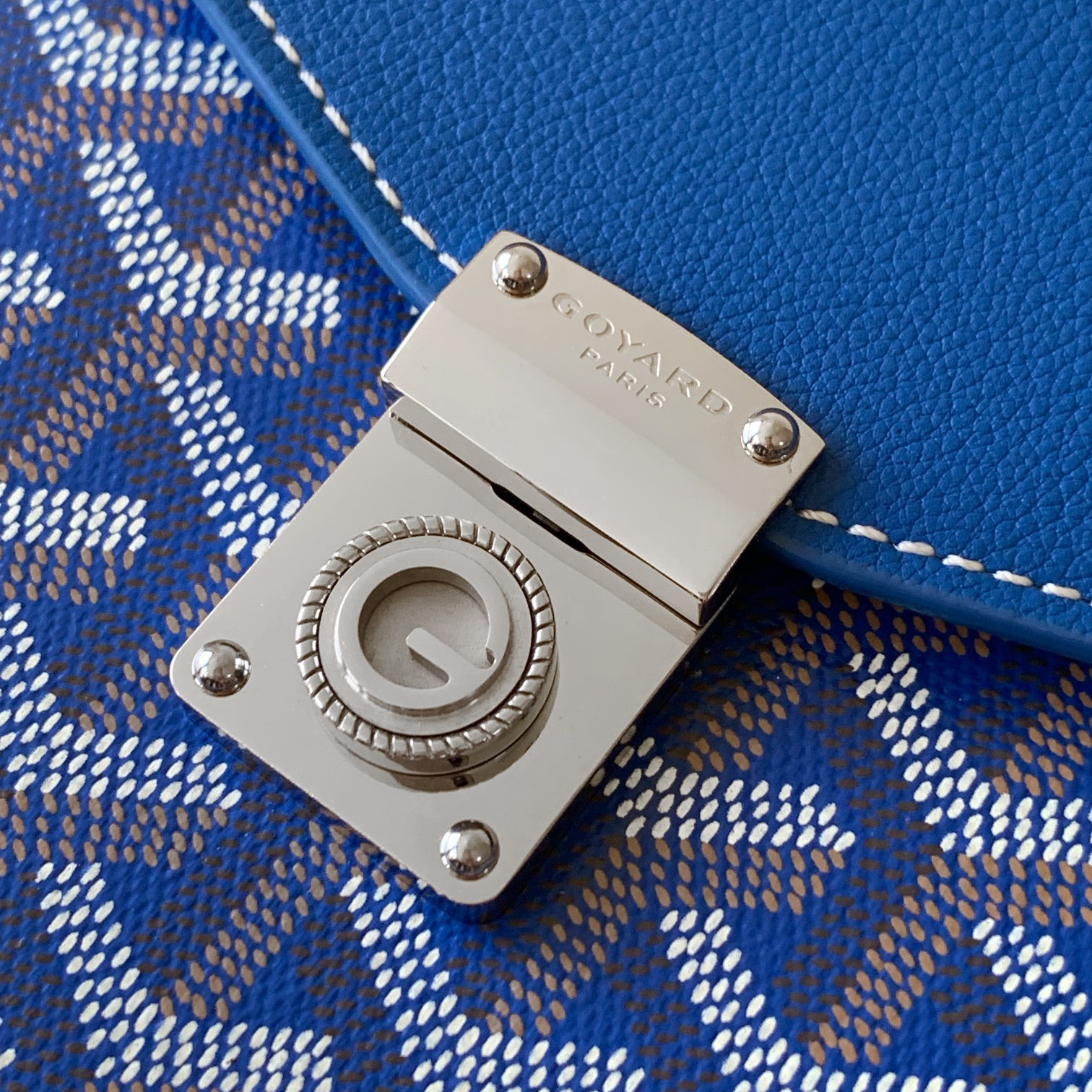 高仿Goyard*CHYPRE6帆布皮革信封袋男女同款藍色免檢版
