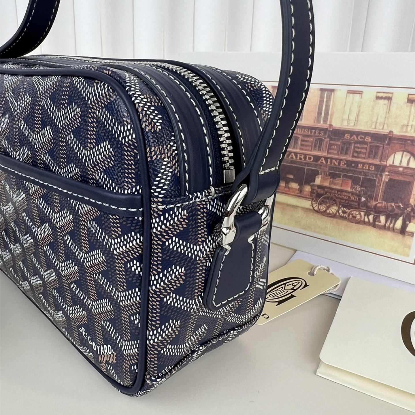 高仿Goyard*CAPVEP7相機郵差包深藍小號免檢版