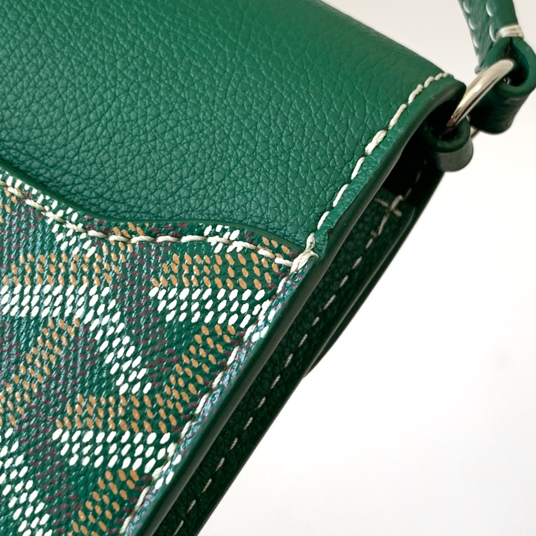 高仿Goyard*CHYPRE8帆布皮革信封袋男女同款綠色免檢版