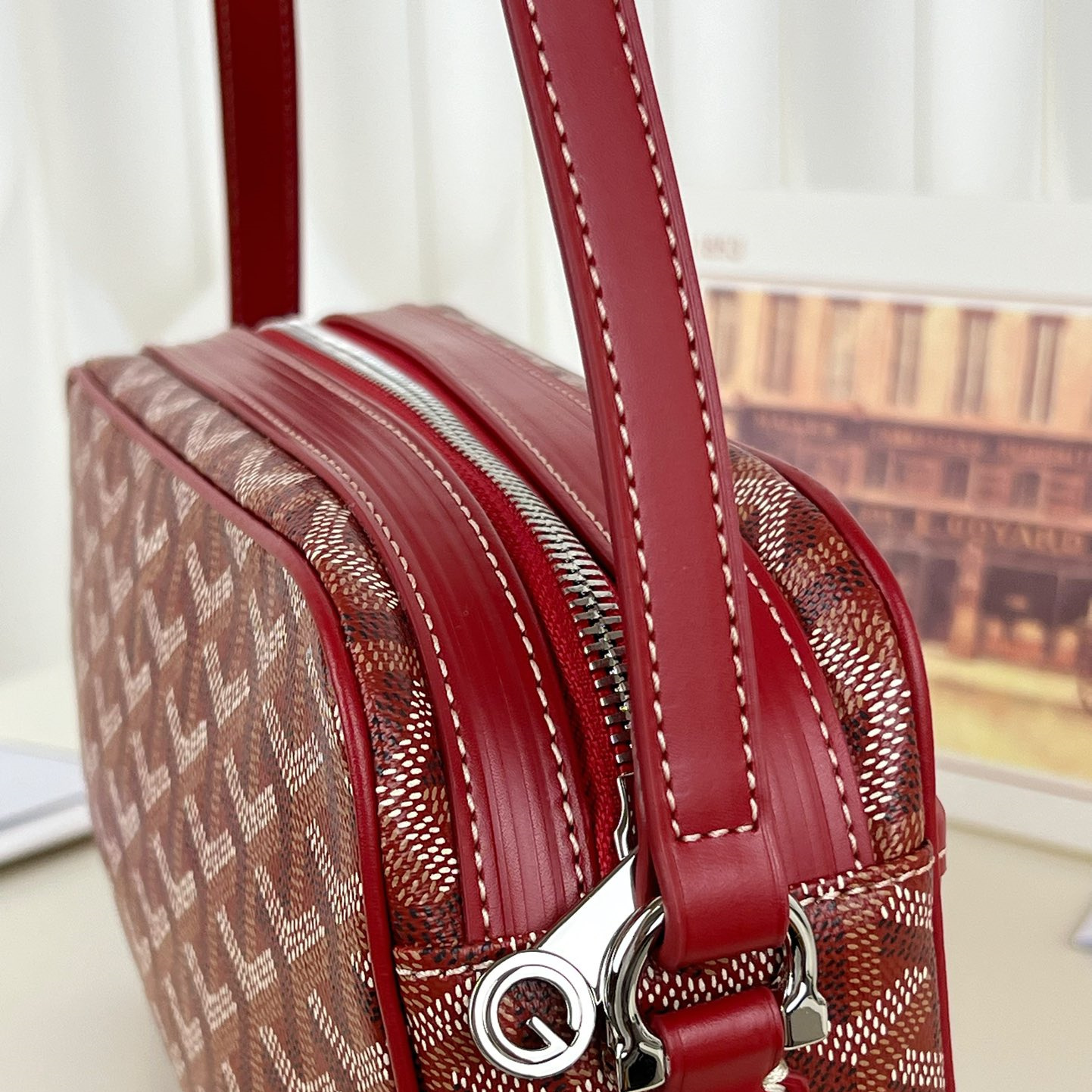 高仿Goyard*CAPVEP10相機郵差包紅色小號免檢版