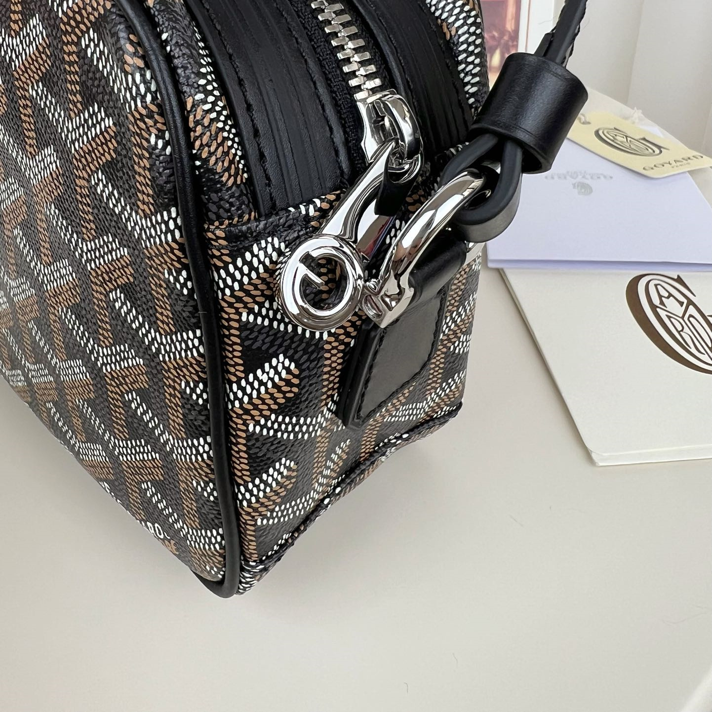 高仿Goyard*CAPVEP5相機郵差包黑色小號免檢版