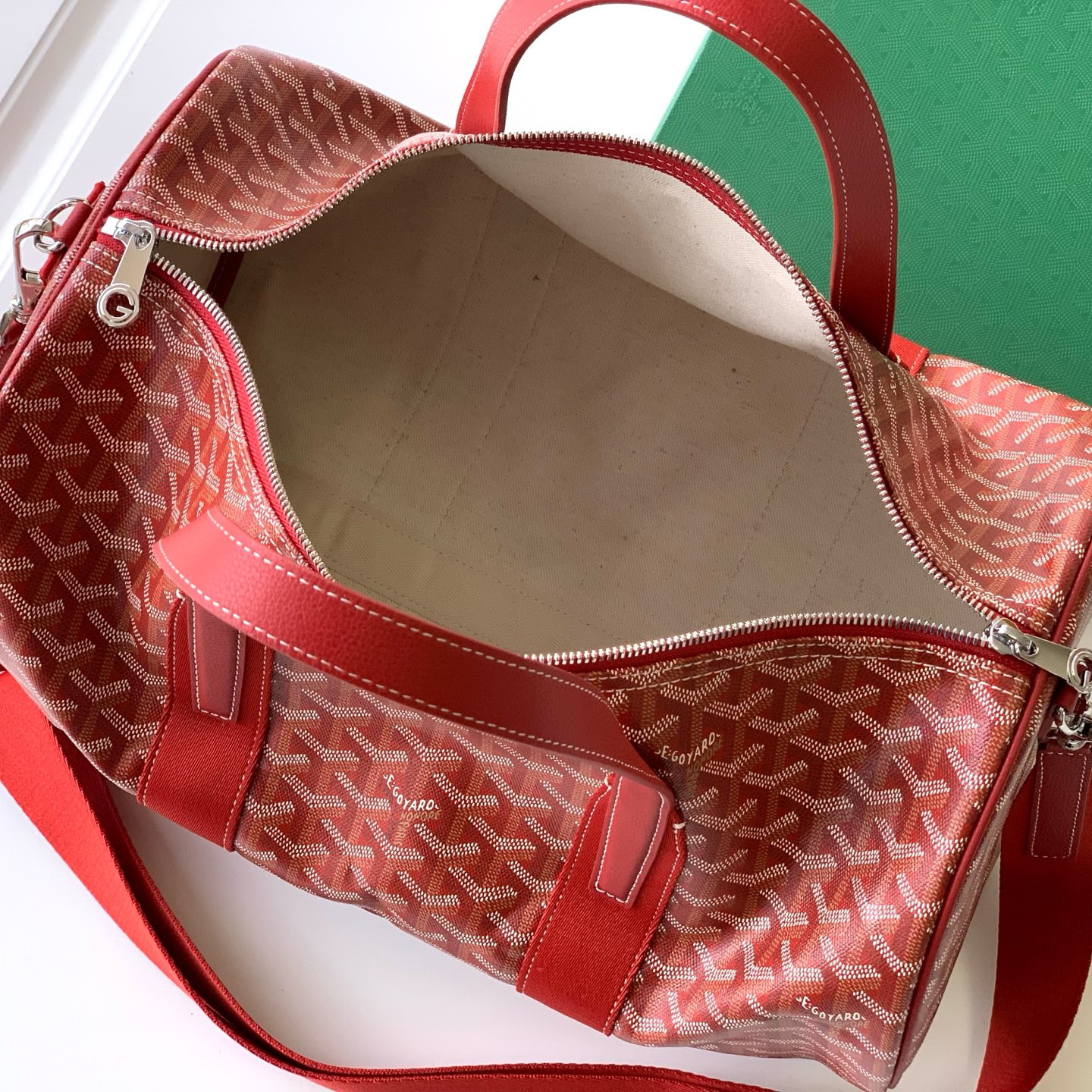 高仿Goyard*BARREL9運動手提旅行袋40紅色免檢版
