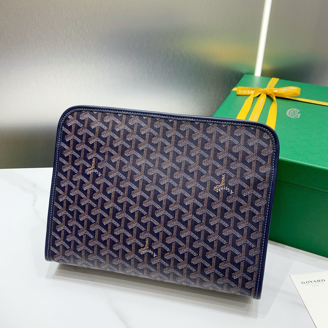高仿Goyard*JOUVEM3多功能洗漱手拿包深藍大號免檢版