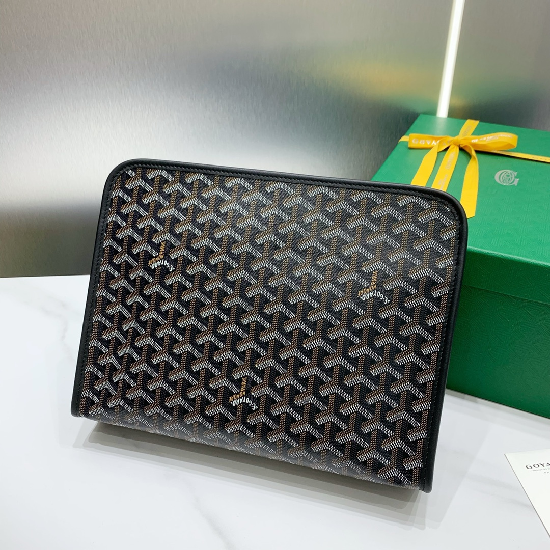 高仿Goyard*JOUVEM1多功能洗漱手拿包黑色大號免檢版