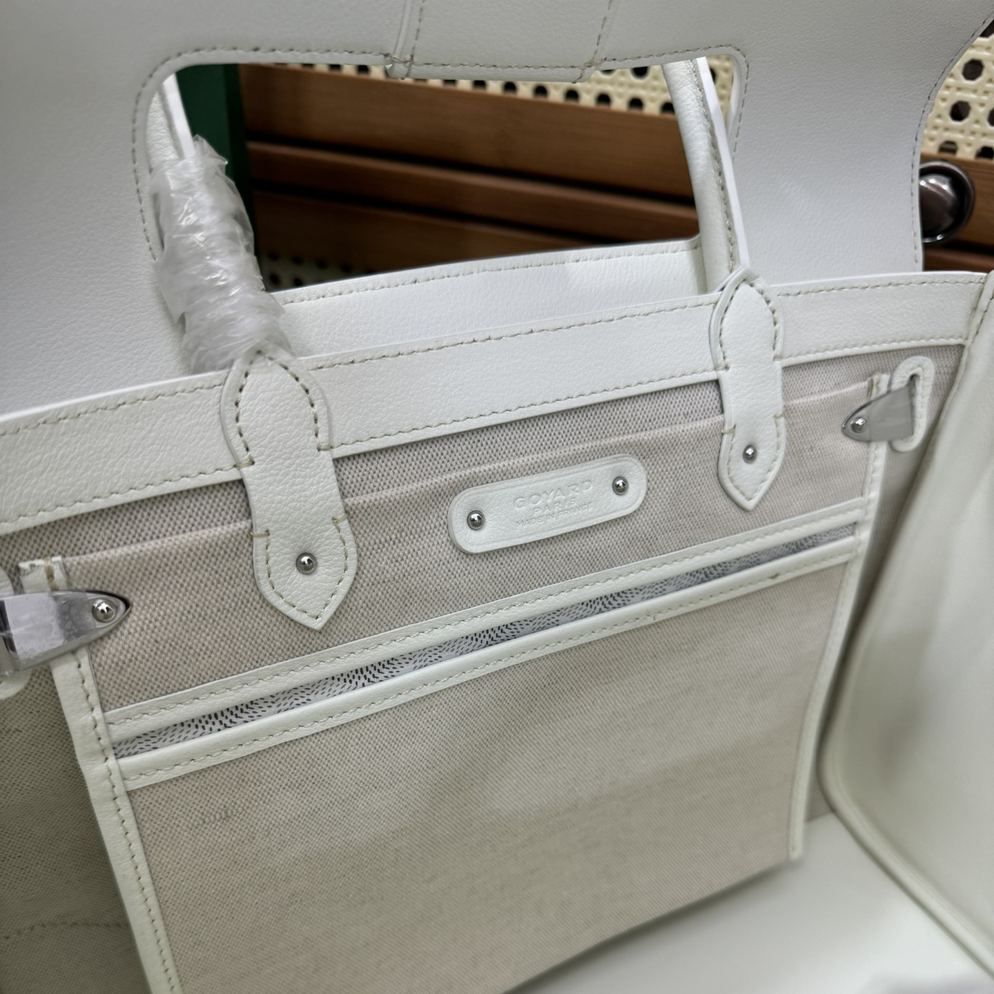高仿Goyard*SAIGOC3手提托特包雙拼白色大號免檢版