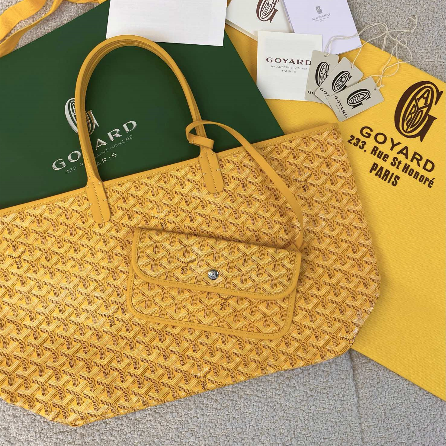 高仿Goyard*STLOUIB滿印Tote購物袋黃色中號免檢版