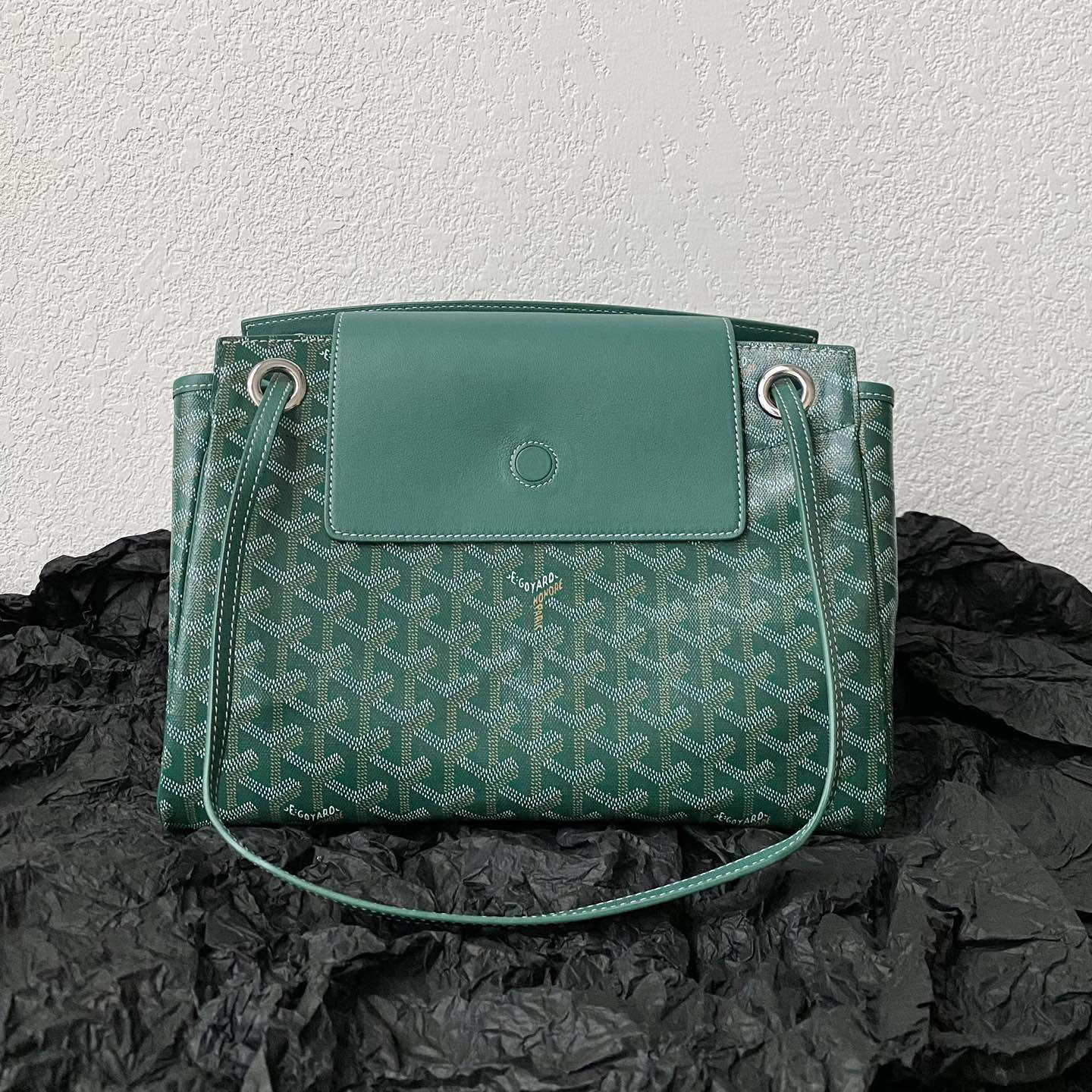 高仿Goyard*ROUETT5老花滿印單肩手拎袋綠色小號免檢版