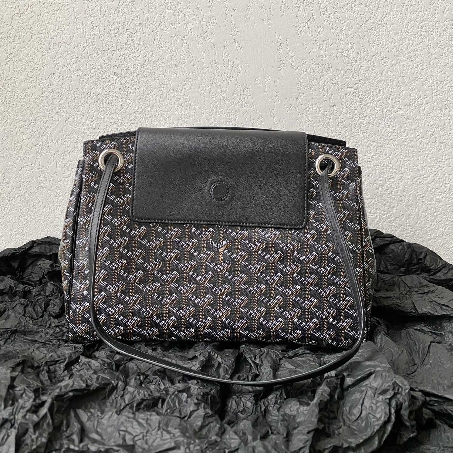高仿Goyard*ROUETT1老花滿印單肩手拎袋黑色小號免檢版