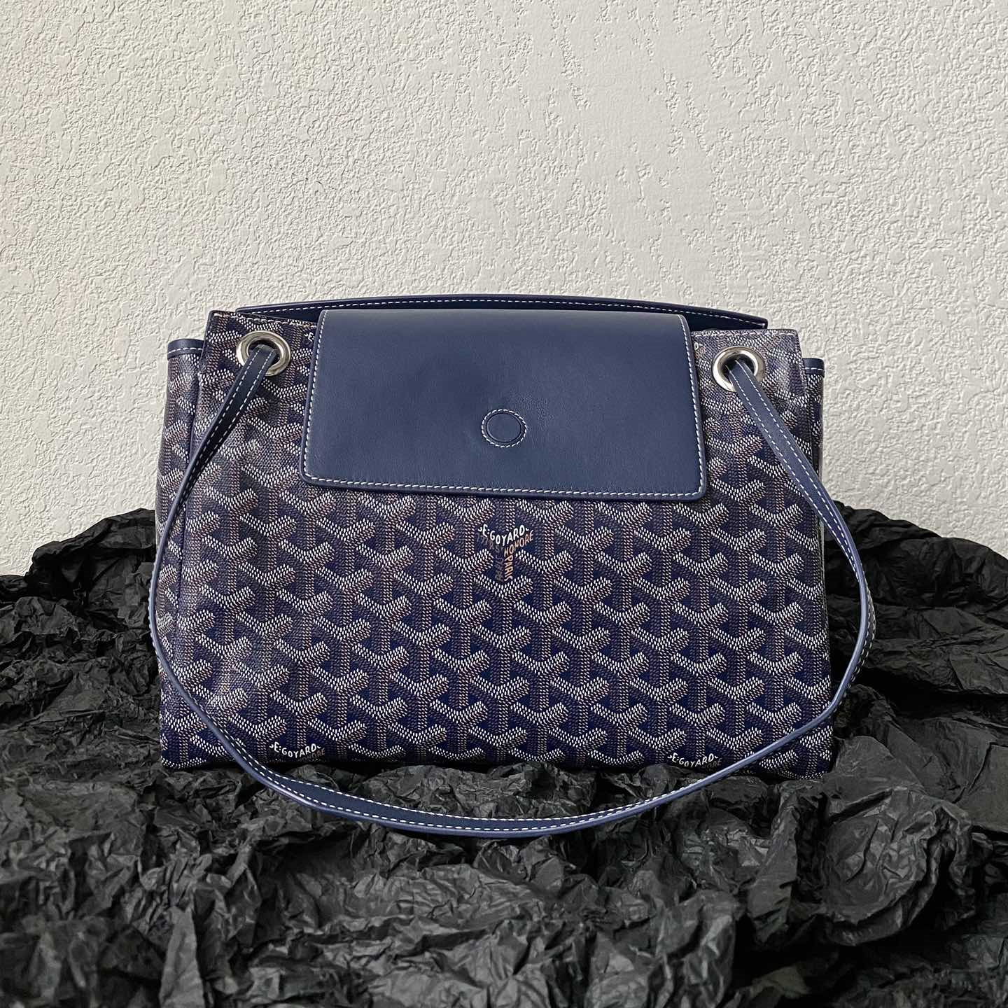 高仿Goyard*ROUETT6老花滿印單肩手拎袋深藍小號免檢版