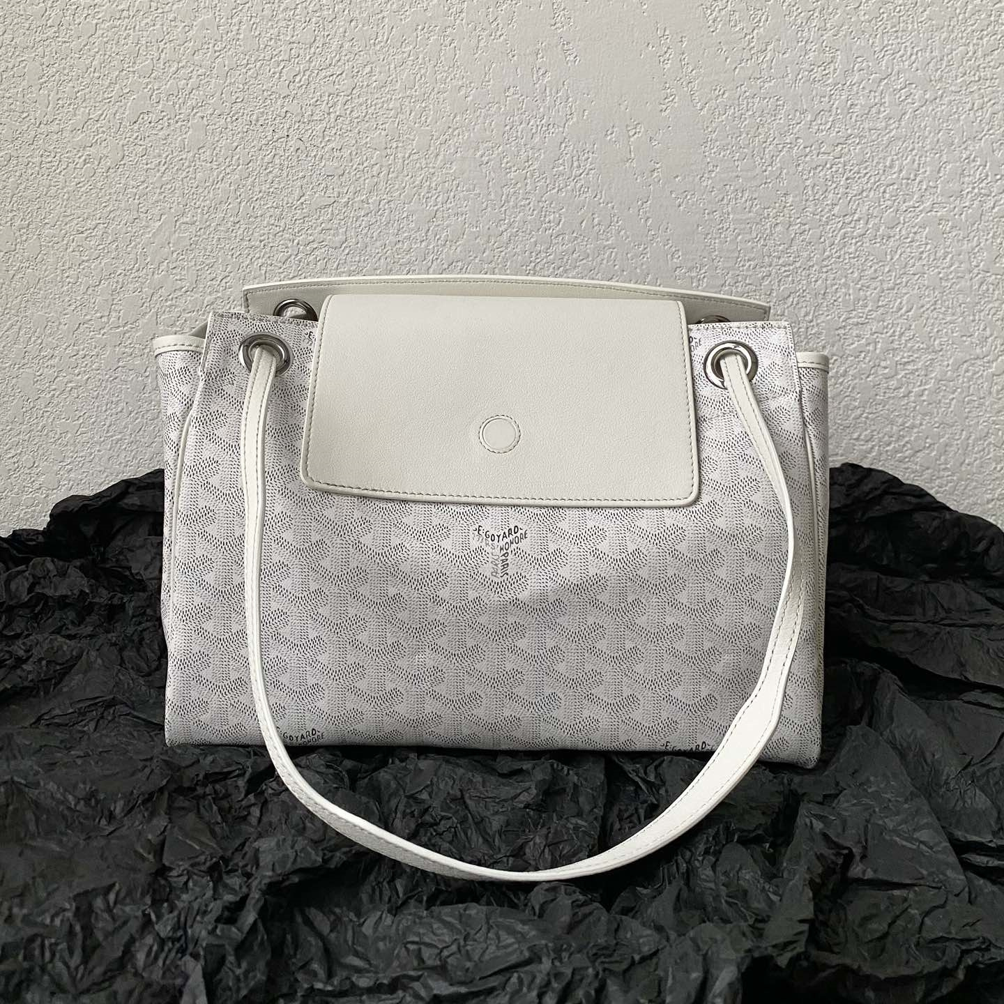 高仿Goyard*ROUETT3老花滿印單肩手拎袋白色小號免檢版