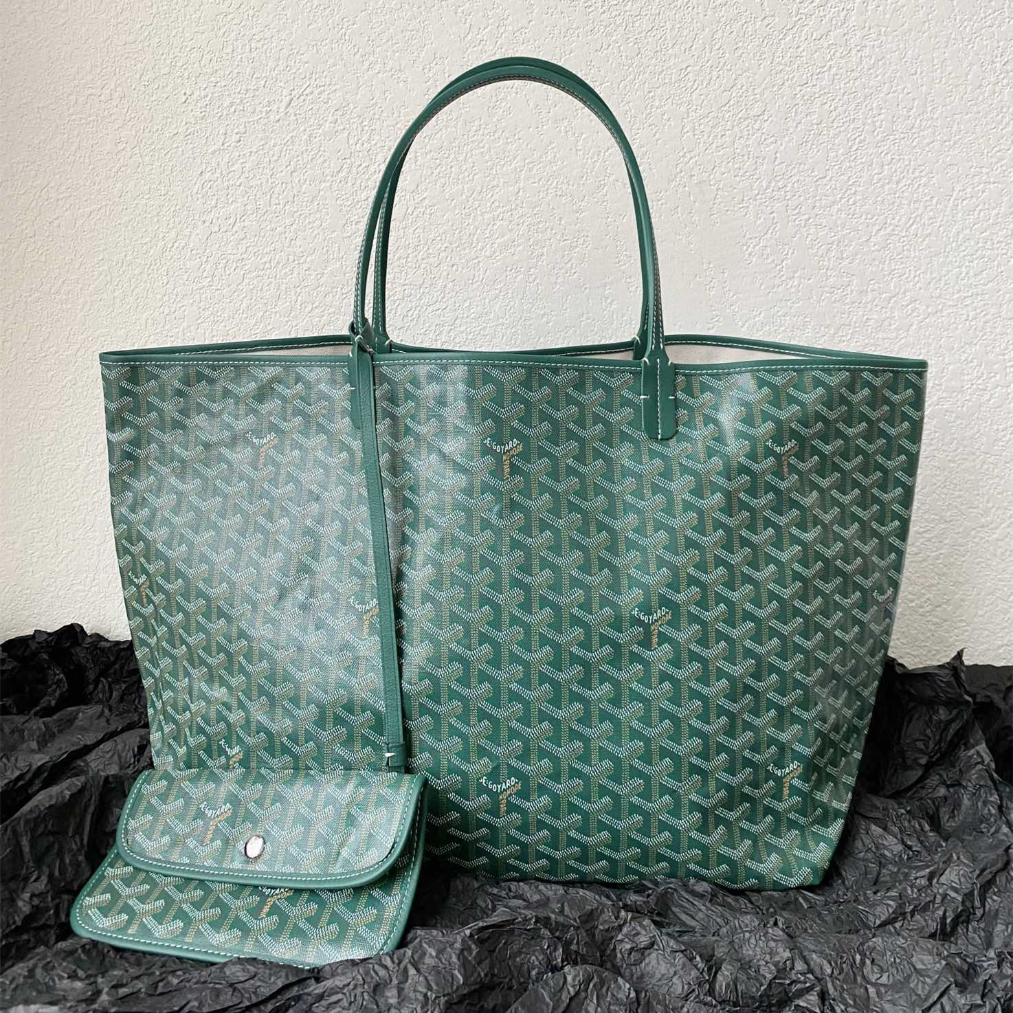高仿Goyard*STLOUI1滿印Tote媽咪袋綠色大號免檢版