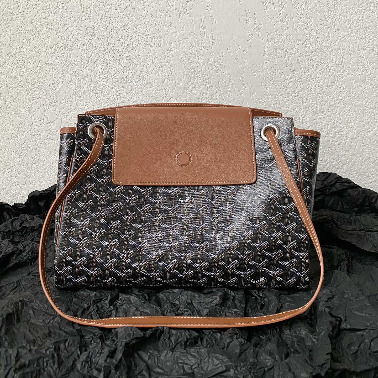高仿Goyard*ROUETT2老花滿印單肩手拎袋紫色小號免檢版