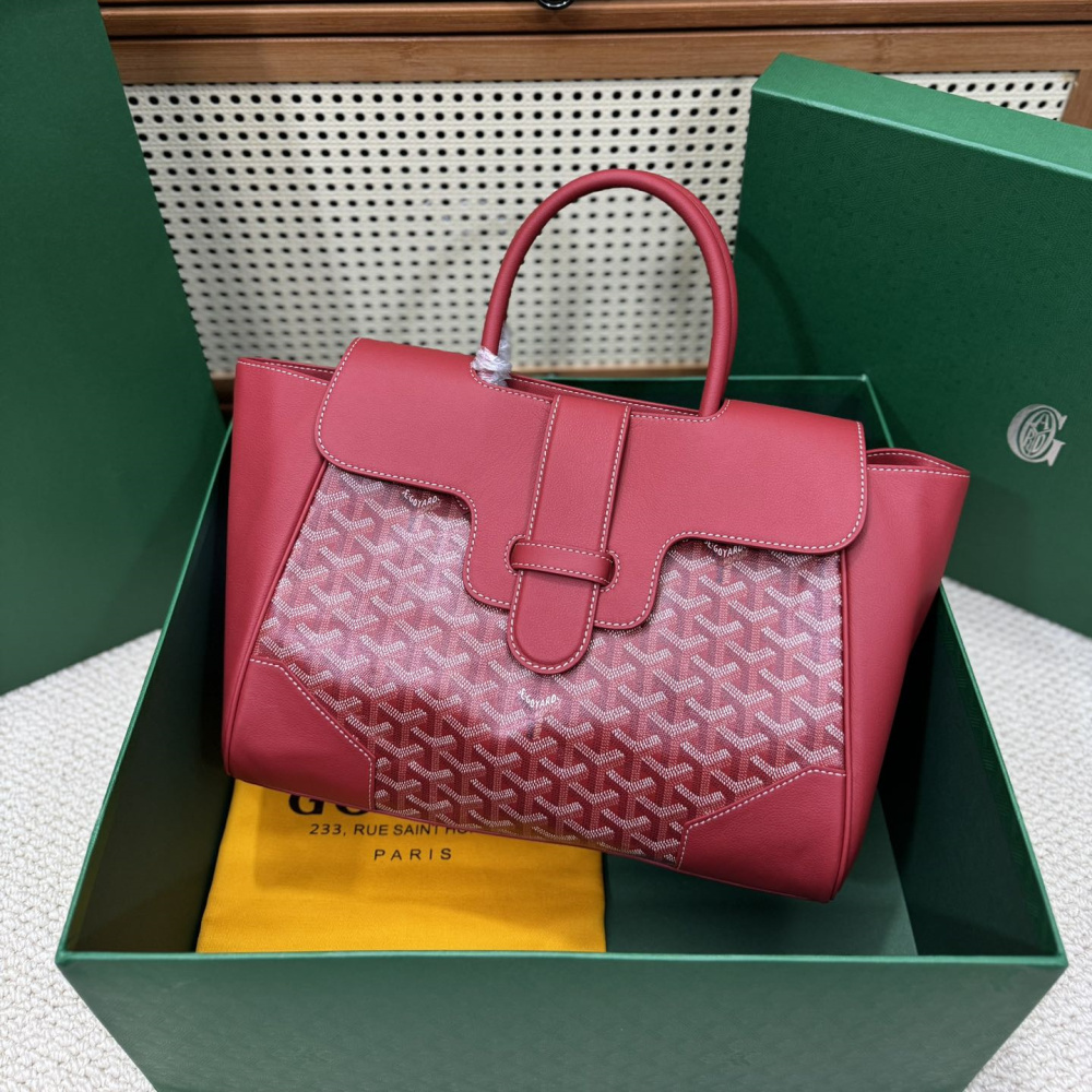 高仿Goyard*SAIGOC4手提托特包雙拼紅色大號免檢版