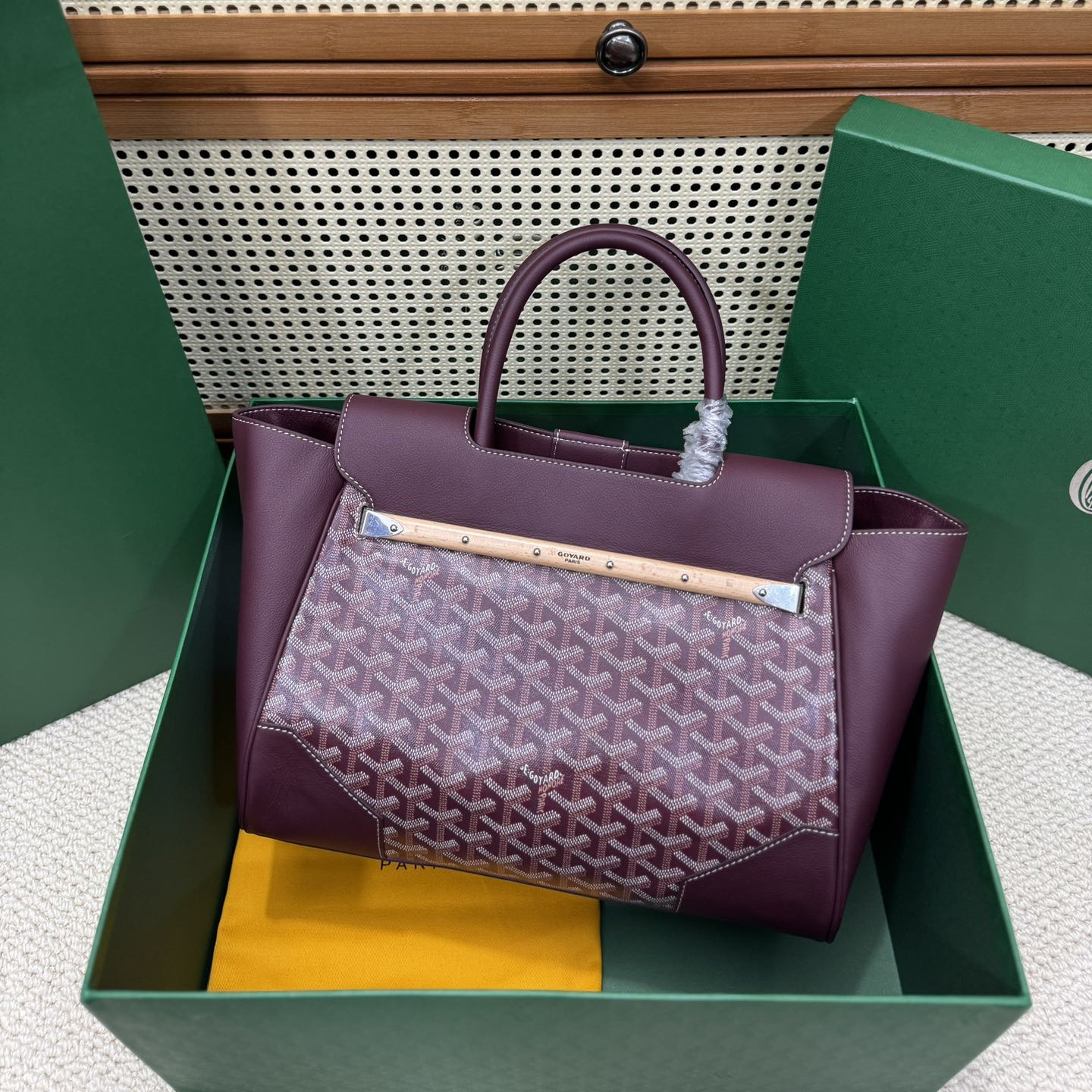 高仿Goyard*SAIGOC11手提托特包雙拼紫色大號免檢版