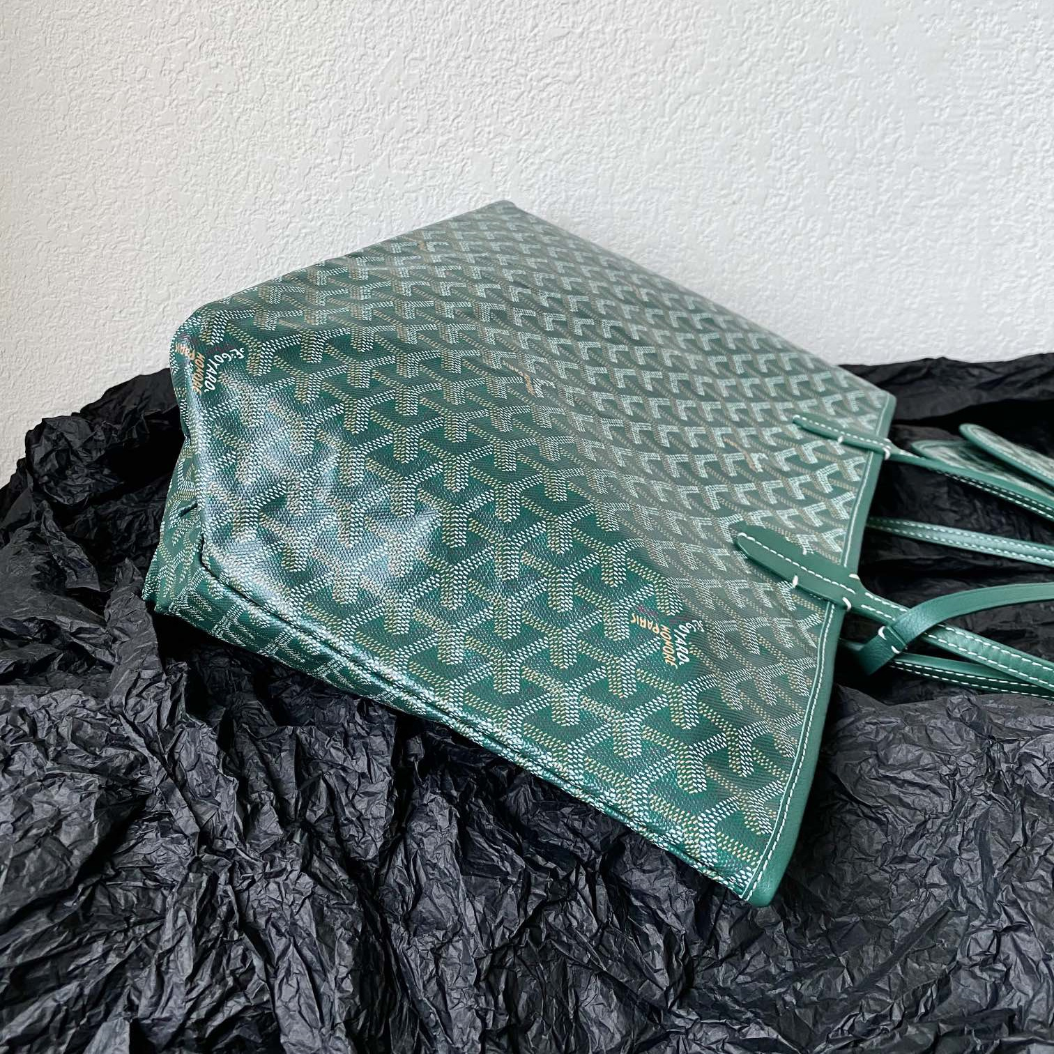 高仿Goyard*STLOUIA滿印Tote購物袋綠色中號免檢版